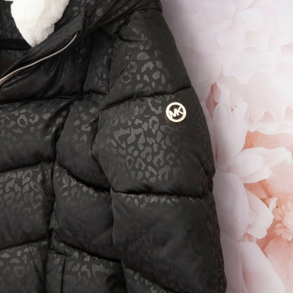 Michael Kors Girls Designer Black Puffer Jacket - Picture 5 of 8